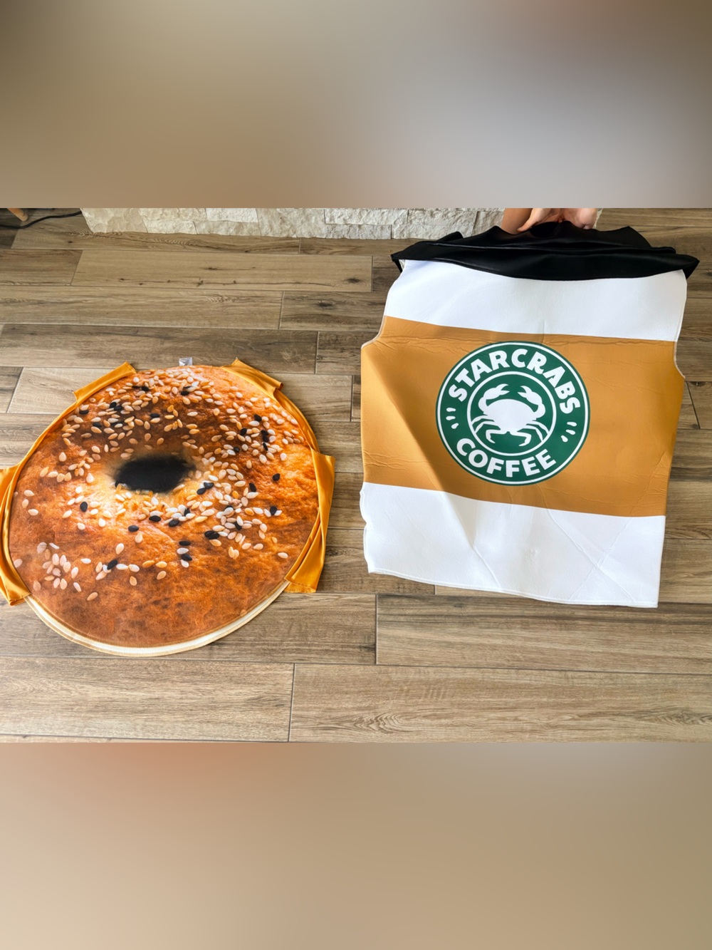 EUC Coffee and Bagel Adult Costume Set One size fits most